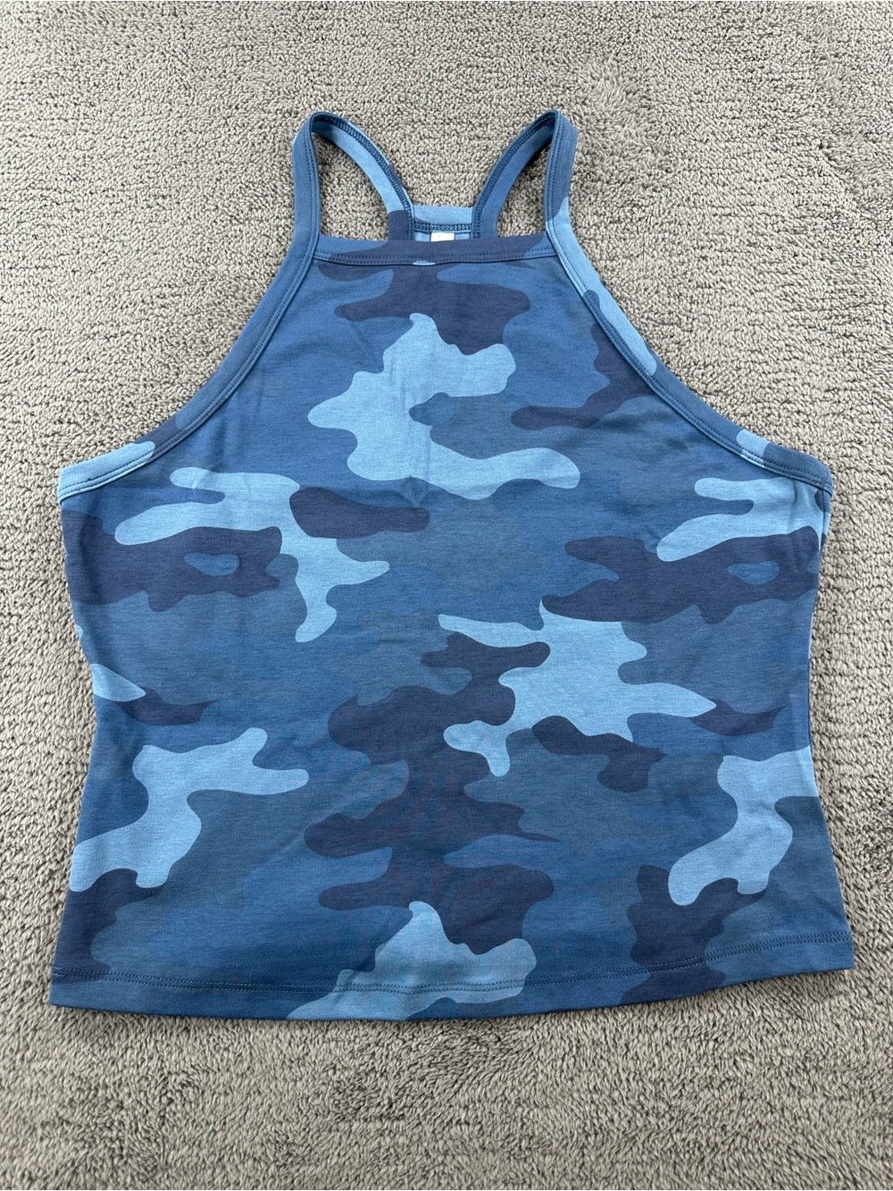 Fabletics Live in Halter Tank Top in Midnight Wave Camo Large
